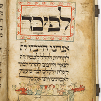 Birds Head Haggadah, Seder scene, fol. 26v
